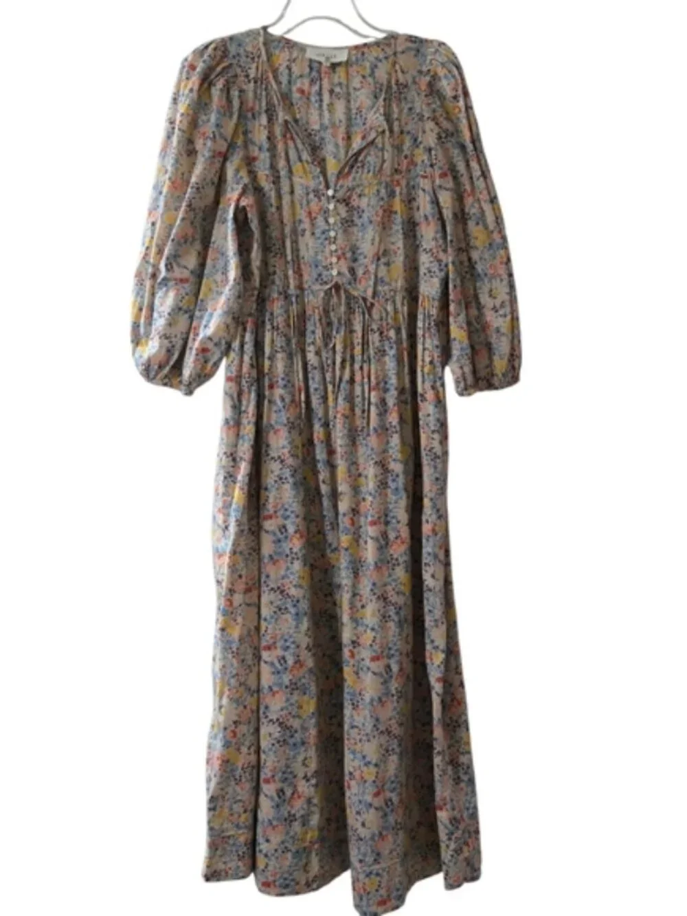 THE GREAT Floral Bonnet Midi Cotton Dress Spring Bloom Pockets Medium Like New